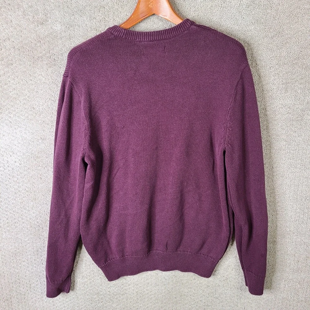 Chaps Sweater Mens‎ Medium Maroon Crew Neck Cotton Pullover Long Sleeve Casual